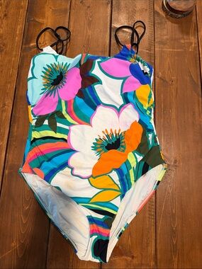 La Blanca Floral One-Piece Swimsuit in White, Pink, Orange, Blue & Green